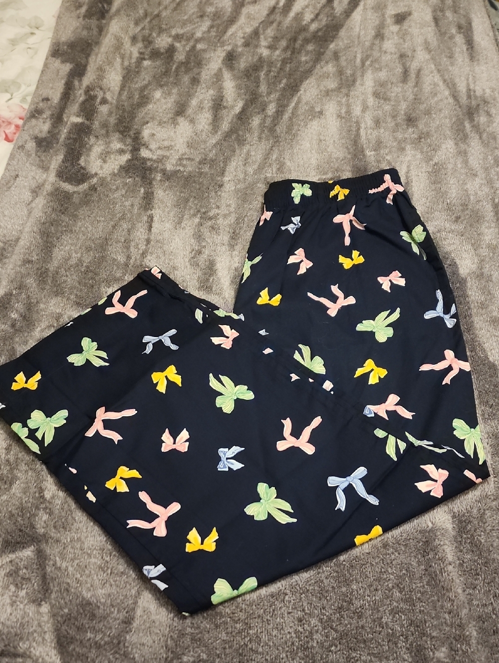 Old Navy Navy Pajama Pants with Pastel Bow Pattern